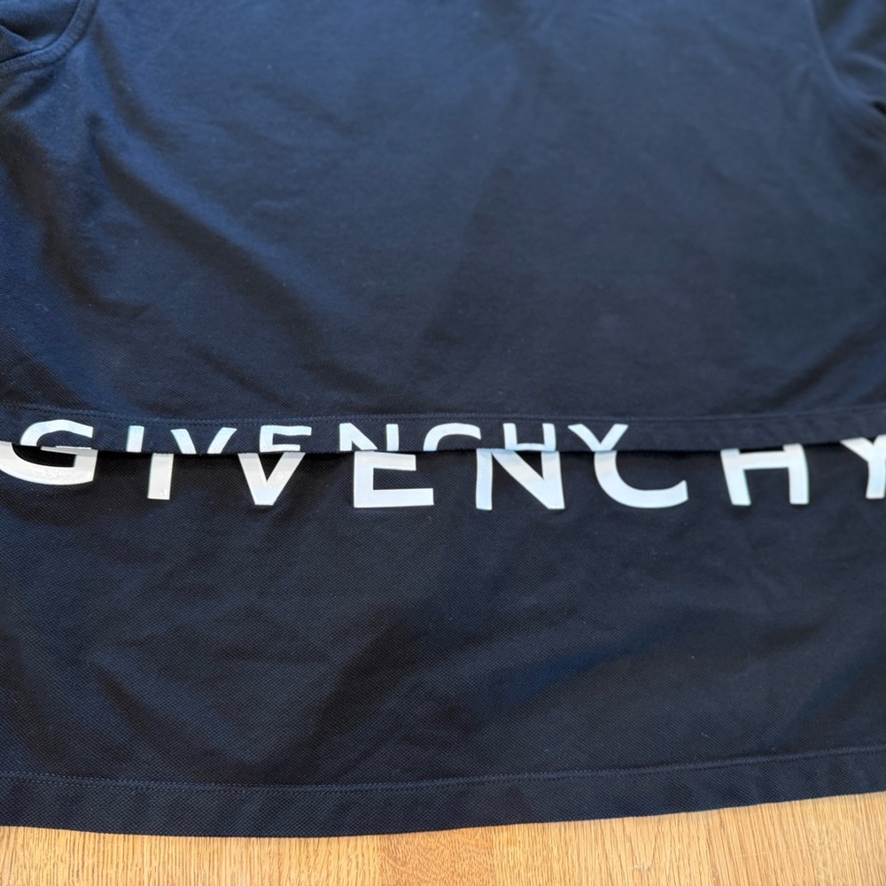 Authentic Givenchy Black Polo Shirt with White Accents - Picture 8 of 12